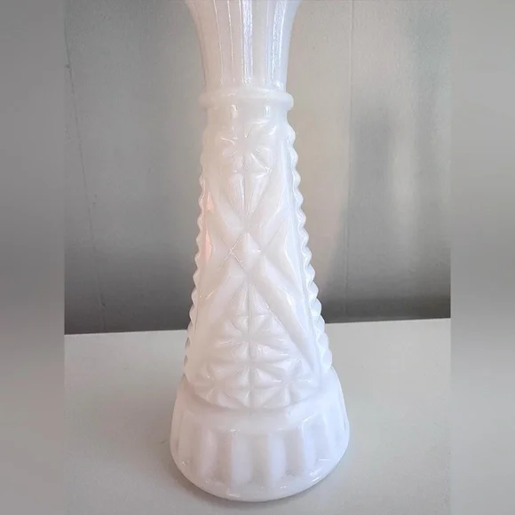 Classic White Milk Glass Decorative Vase - Picture 3 of 10